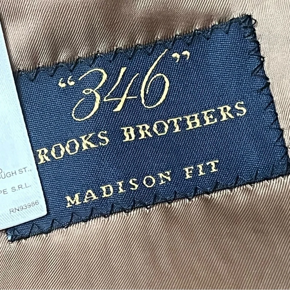 Brooks Brothers 346 Blazer 44L Brown Wool Herringbone 2 Button Sport Coat mens